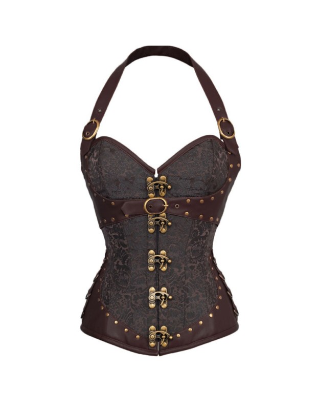 Halter Brown Steampunk Corset m1410