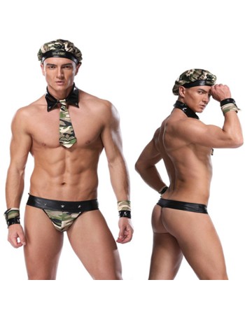 Camouflage Costume Four-Piece Role Play Uniform Mens Lingerie 20197