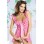 pink open front lace babydoll m3303c