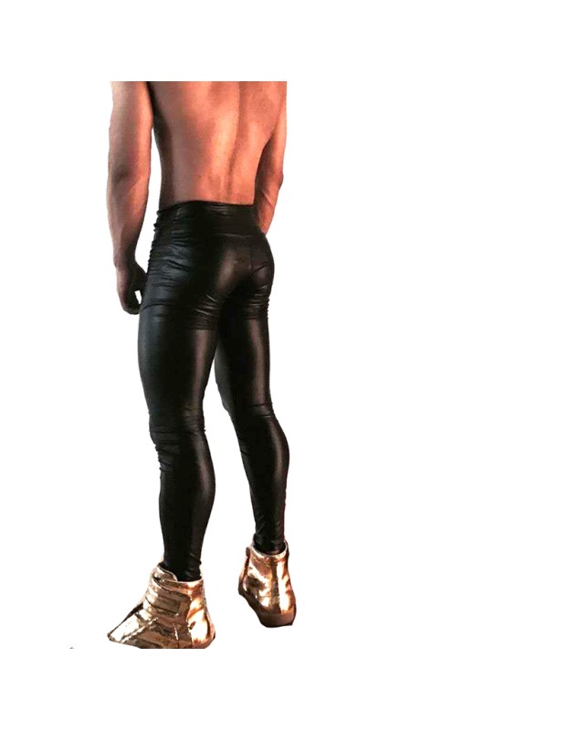 Patent Leather Black Pant Slim Leggings Thin Men Trousers N1038