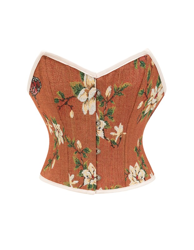 Sexy Bustier Butterfly Print Corset Tops For Women Waist Trainer Short Corset 22047