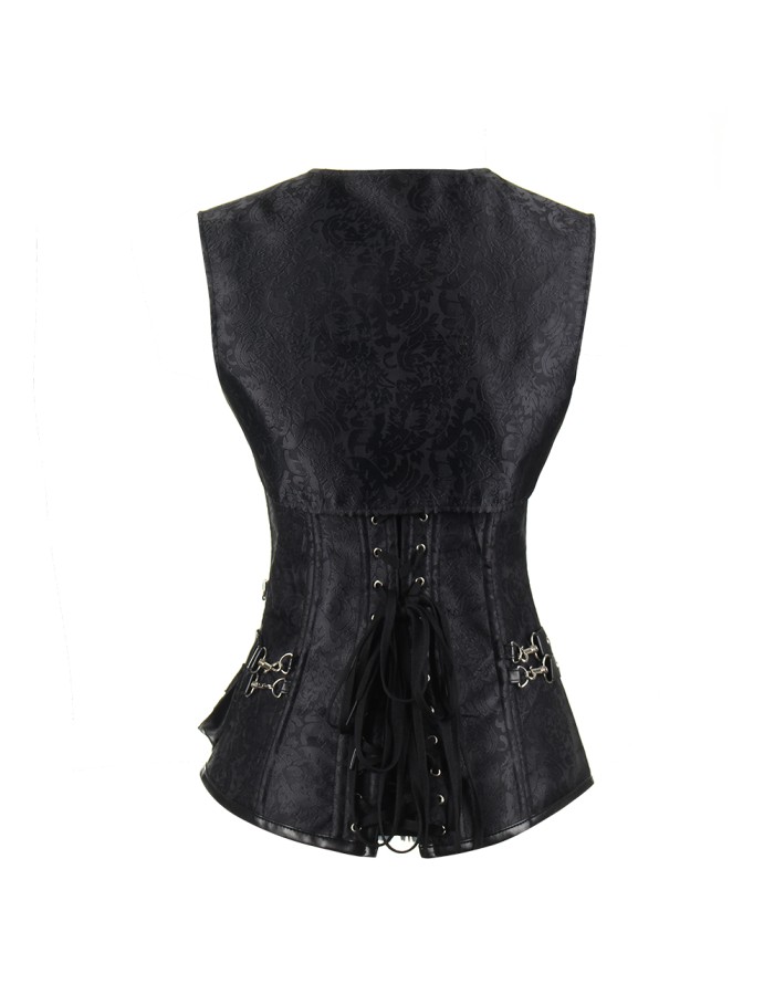 3 Colors Gothic Deluxe Corset 5pc set including Shawl, waist hanging bag, waist strap. T pants