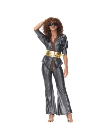 Women Retro 70s Hippie Disco Dance Club Halloween Costume MS4995