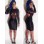 Dot Flock Mesh Panel Bandage Bodycon Dress M3856