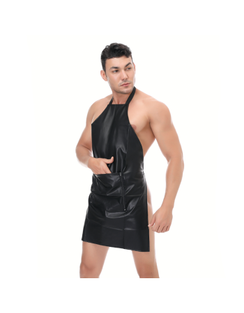 Men Sexy Leather Apron Sling Open Crotch Skirt Nightclub Stage Dress Costume N978