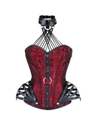 New Style 13 Steel Bones Brocade Print Overbust Corset Hip Cage m1409