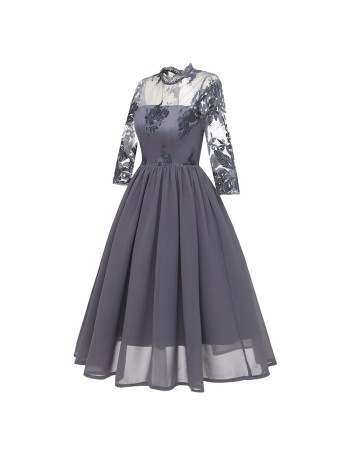 Chiffon See Through Night Sexy Clubwear Bridesmaid Embroidery Dress CD1661