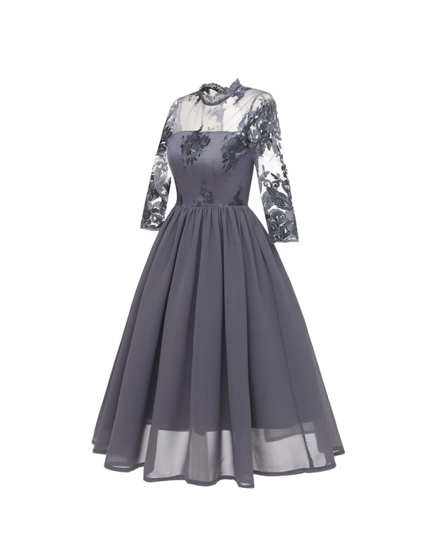 Chiffon See Through Night Sexy Clubwear Bridesmaid Embroidery Dress CD1661