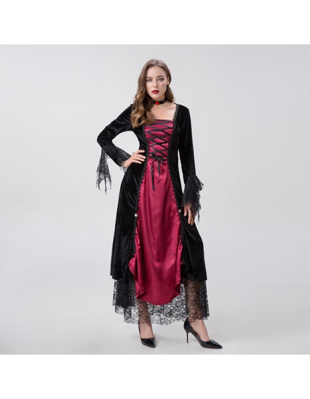 Halloween Gothic Court Robe Club Witch Cosplay Vampire Game Uniform YM8715