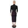 Elegant V Neck Batwing Sleeve Knee Length Bodycon Dress m8385