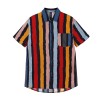 New Style Women Striped Thin Short Sleeved Cardigan Single-Breasted Shirt  5199