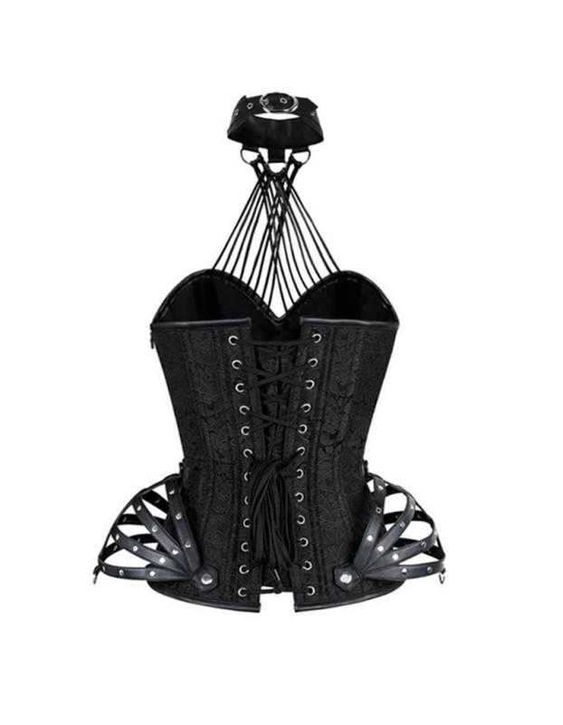 New Style 13 Steel Bones Brocade Print Overbust Corset Hip Cage m1409