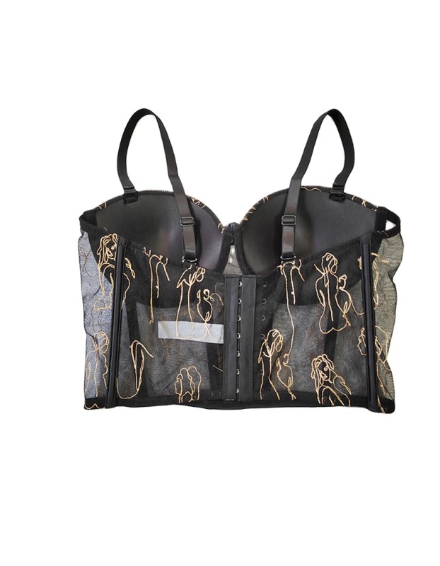 Suspenders Perspective Suit Sexy Spice Girl Top Support Gather Fish Bone Bustier KN8128