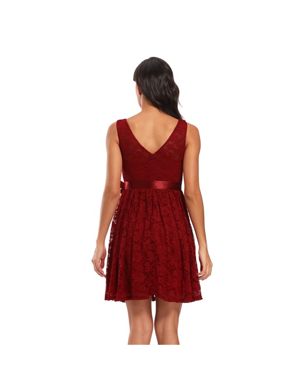 Short Lace Slender Temperament Lady Party Date Wedding Bridesmaid Dress CD071