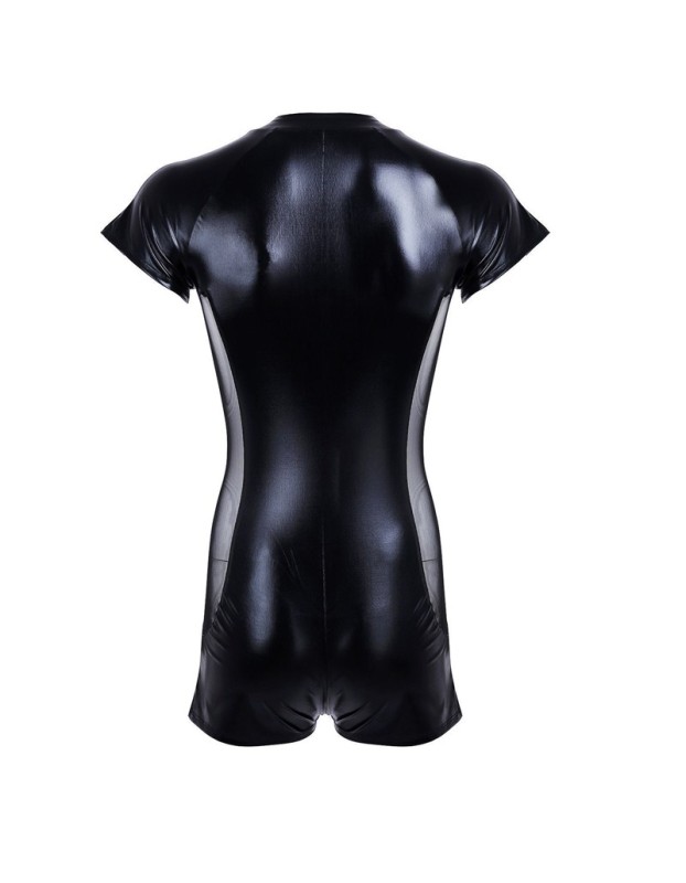 Mens Mesh Lingerie Bodysuits Sexy Catsuit Latex Stretch PVC Jumpsuit M6016