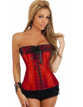 red newest corset with ruffle panty m1807B