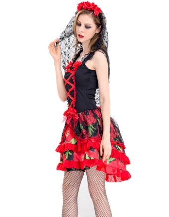 Gothic Corpse Bride Costume Fancy Cosplay Party Wear Dress M40459