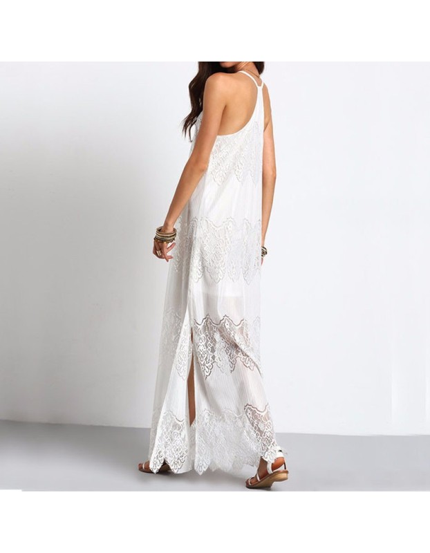 Long Beach White Lace Sexy Dress M30384
