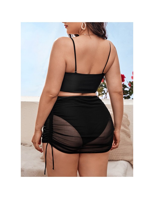 Sexy Fat Women Three Piece Plus Size Bikini Bathing Suit Beachwear Swimwear 495