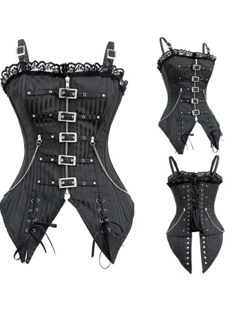 Black and Red Shoulder Straps Corset m1415