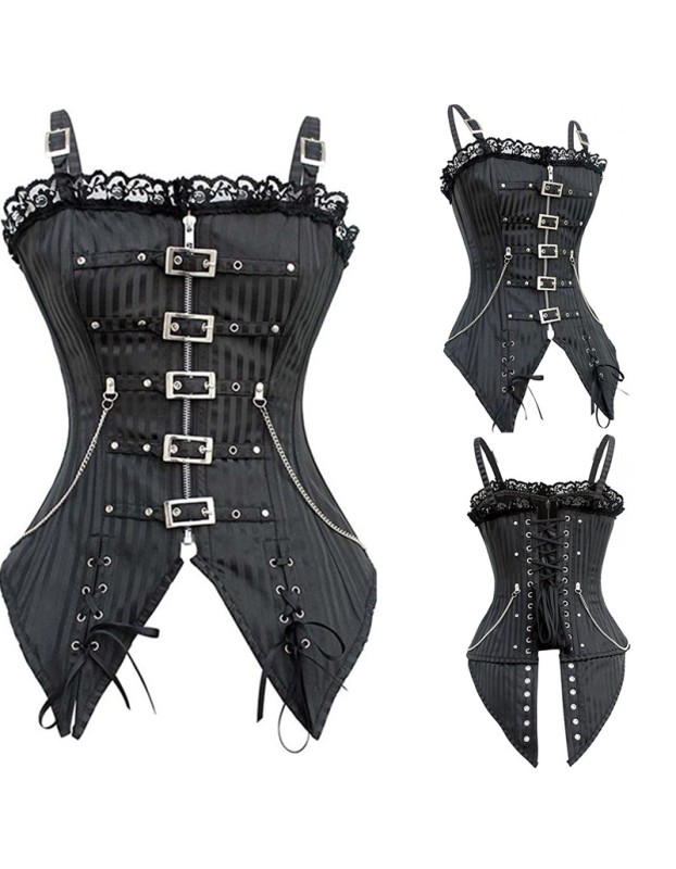 Black and Red Shoulder Straps Corset m1415