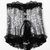 brocade silver sexy lace up corset M1657
