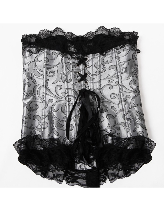 brocade silver sexy lace up corset M1657