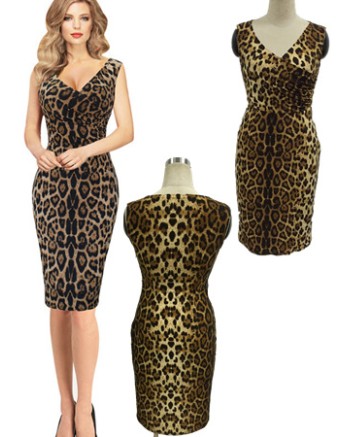 Hot Lady OL Style Leopard Pattern New Dress M30203