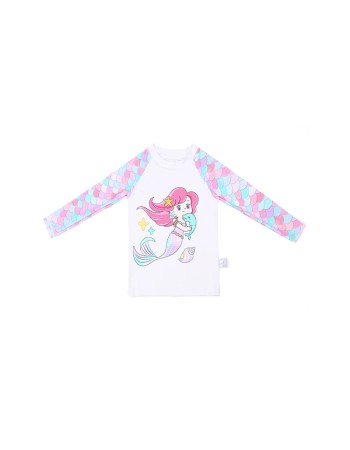 Children's Swimsuit Mermaid Separate Set Long Sleeve Fish Scale Shorts Girls Swimsuit KF207