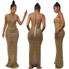 See Through Women Sexy Backless Hot Diamond Elegant Party Dress X5259