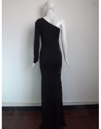 Black One Shoulder Design Evening Dress M2302
