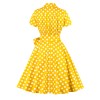 XL-4XL Vintage Polka Dot V-Neck Pin Up Rockabilly Dress 1207A