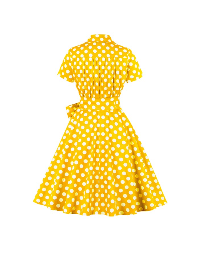 XL-4XL Vintage Polka Dot V-Neck Pin Up Rockabilly Dress 1207A