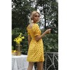 Square Neck Short Sleeve Retro Wave Point Satin Wedding Ladies DressJY15093