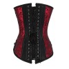 12 Steel Boned Black Red Steampunk Corset Zip Patchwork M1412