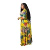 Women V-Neck Vintage Sexy Floral Halter Plus Size Casual Dress 86117
