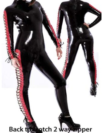 Well-armed strap vinyl jumpsuit m7200