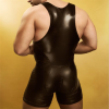 Men Sexy Lingerie Bodysuit Faux Leather Zipper Catsuit  N973