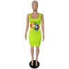 Lips Printed T-Shirt Basic Vest Dress m8441
