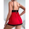New Lace Dress Women Red Lace Backless Sexy Tulle Slip Dress YSF2007