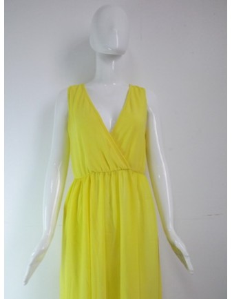Sexy Yellow Maxi Evening Dress M3991