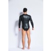 Erotic Underwear Panties Men Sexy Black Patent Leather Zipper Jumpsuit XX6668