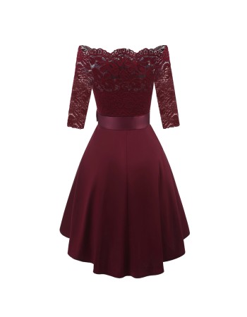 3/4 Sleeve Lace Ball Gown Wedding Bridal Dovetail Vintage Dress CD1613-1