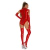 Zipper Open Crotch Patent Leather Bodysuit Punk Women Jumpsuit XX6861