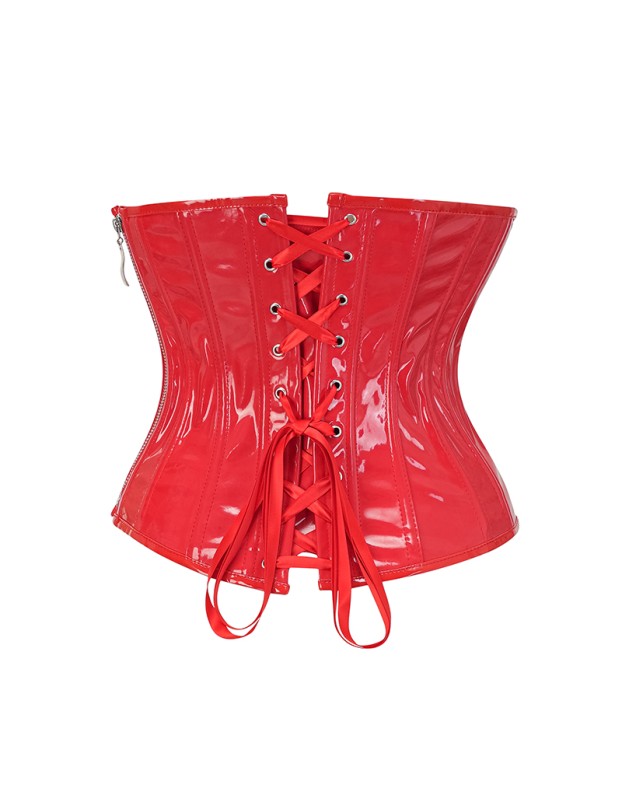 Steampunk Black PU Underbust Corset with Side Zipper Gothic Bustiers M22066