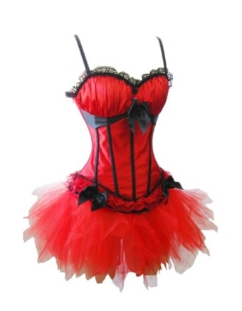 sexy red satin corset with skirt m1753D