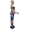 Women Summer Casual Boho Bandage Crop Top Floral Print Playsuit Romper M8417
