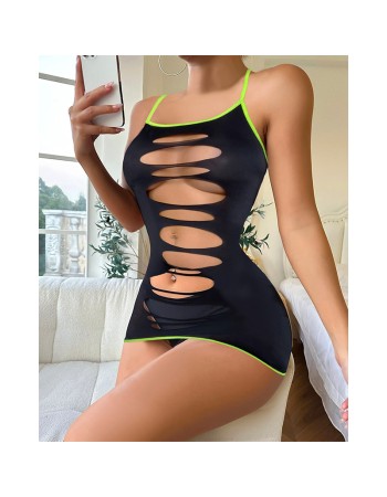 Summer New Halter Sexy Temptation Hollowed-Out Ice Silk Dress Short Nightdress YSF707
