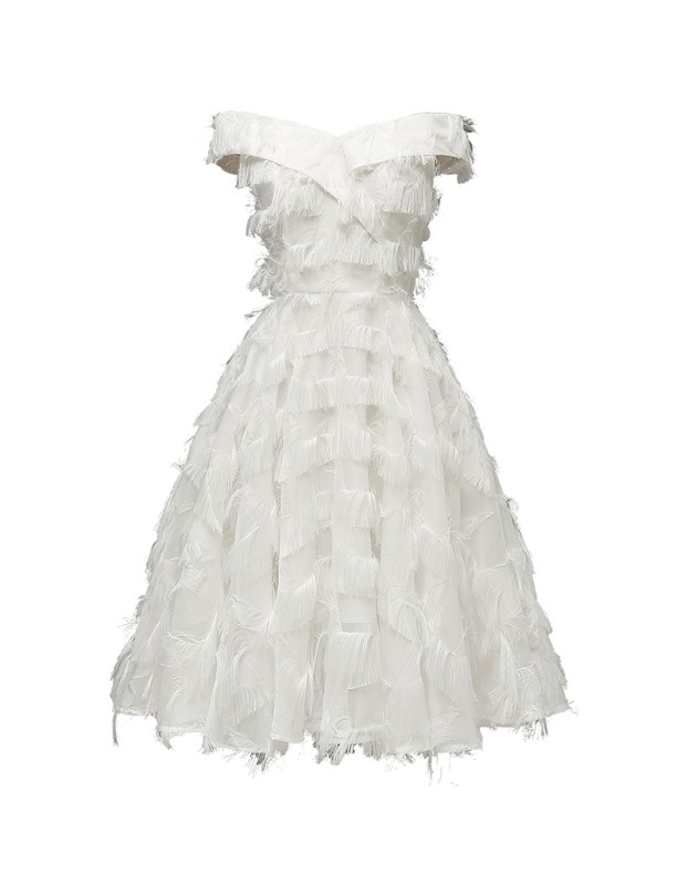 Feather Tassel Sexy Night One Shoulder Wedding Bridal Dresses CD1705