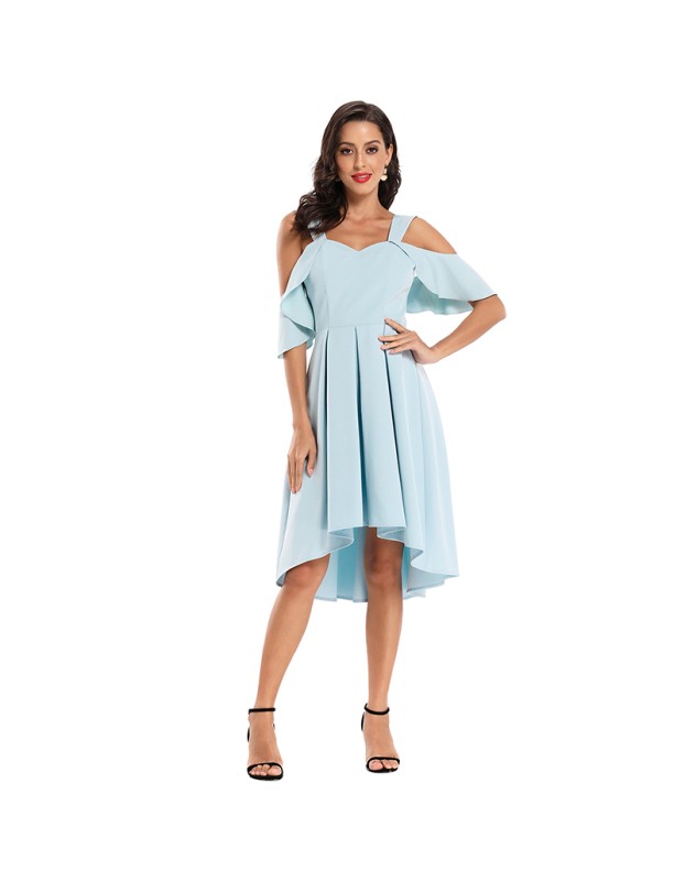 Sling Butterfly Sleeves Wedding Party Women Satin Club Dresses CD1731